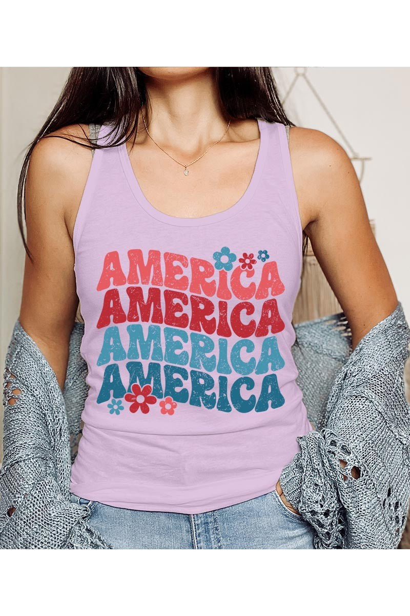 Cutesy 'America' Racerback Tanktop