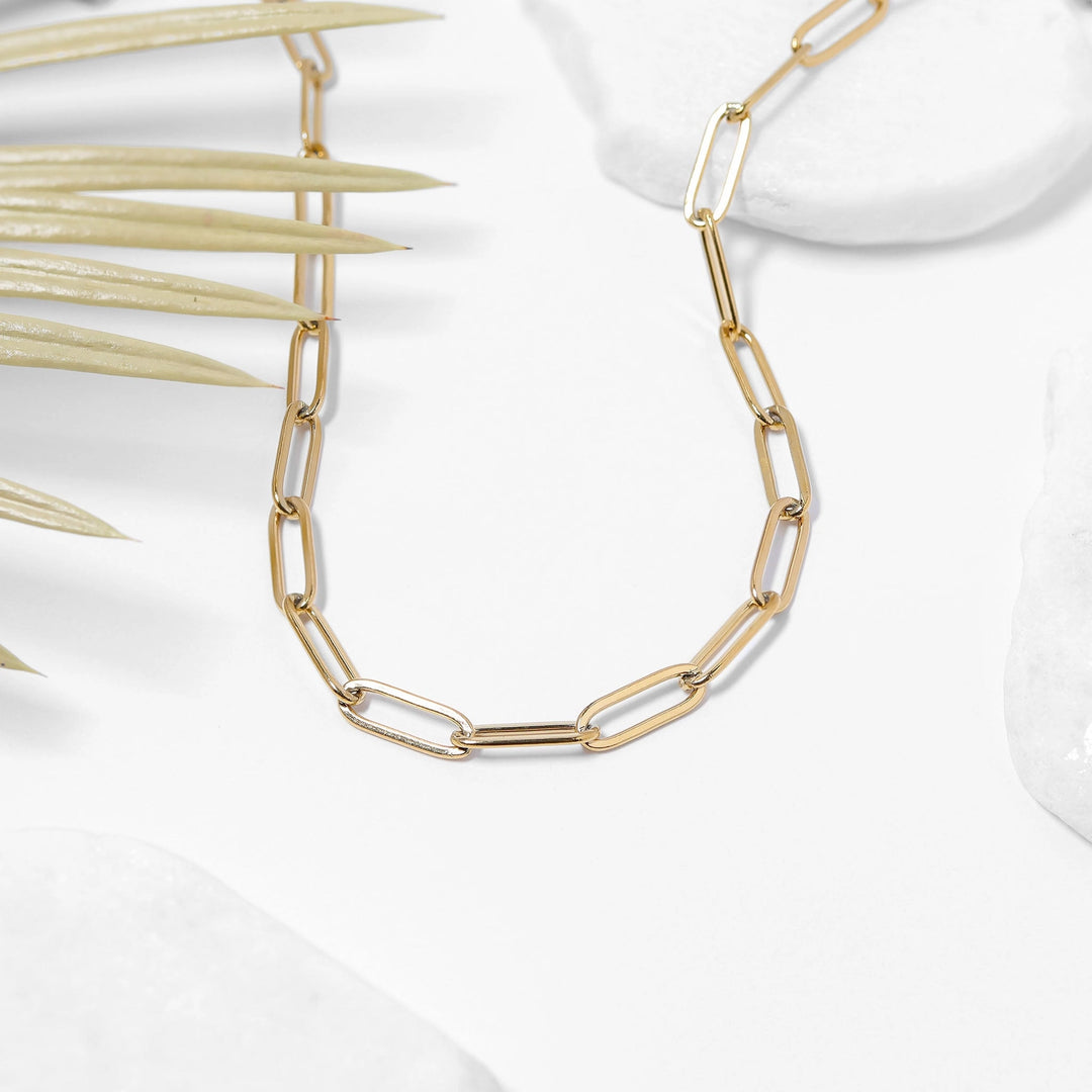 18K Gold Paperclip Chain Necklace