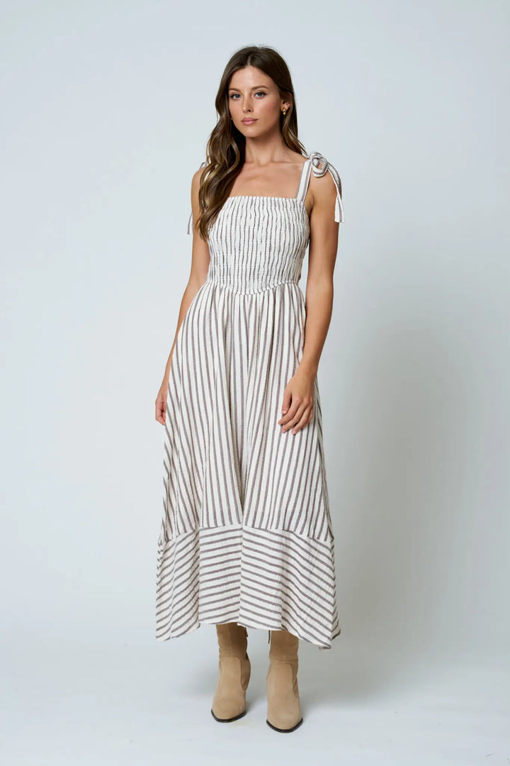 Striped Basque Waist Dress