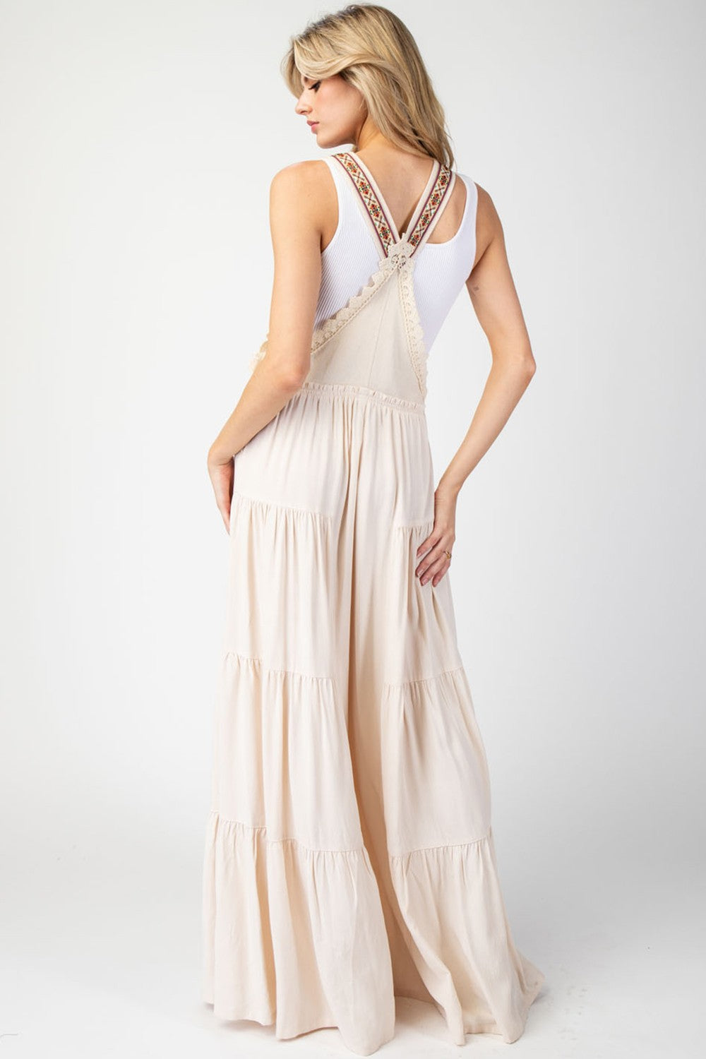 Lace Trim Tiered Jumpsuit