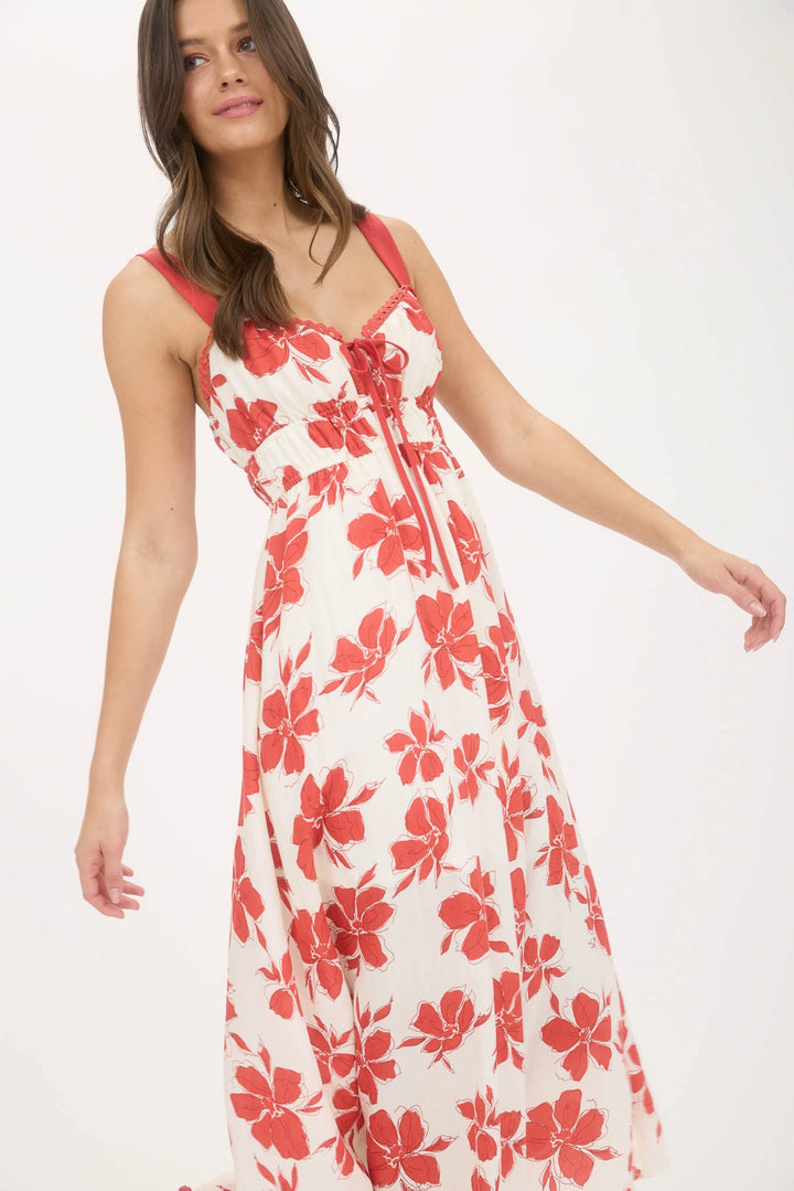 Red Hibiscus Summer Dress