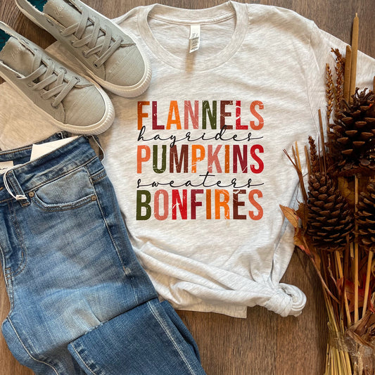 Flannels Pumpkins Bonfires Tee