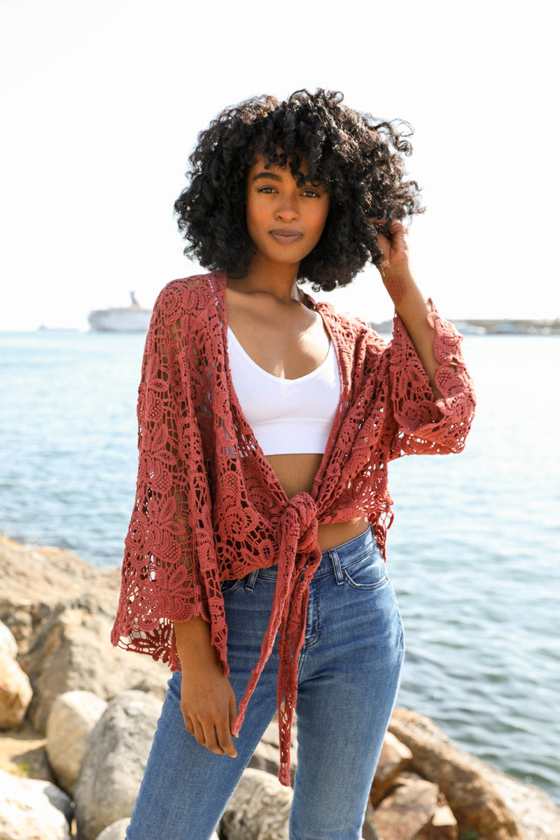 Floral Crochet Sleeved Wrap