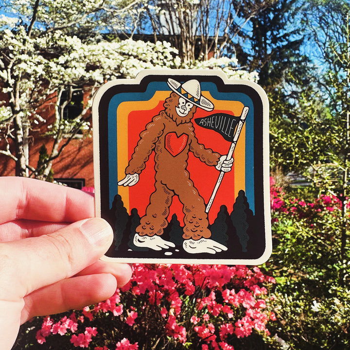 Heart Bigfoot Asheville Sticker