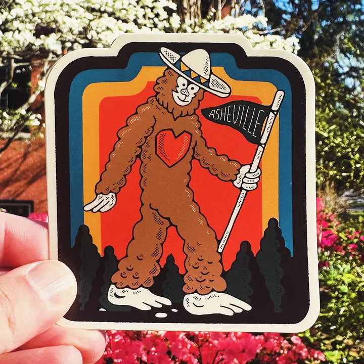 Heart Bigfoot Asheville Sticker