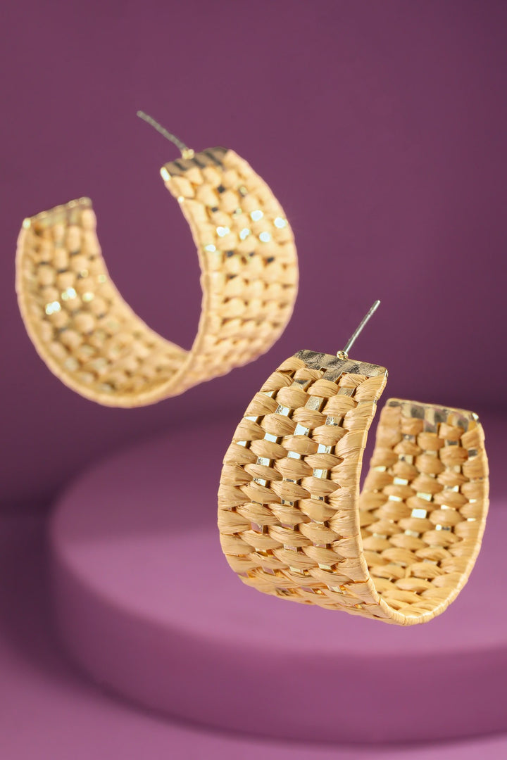 Wide Raffia Hoop Earrings