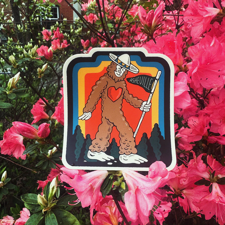 Heart Bigfoot Asheville Sticker