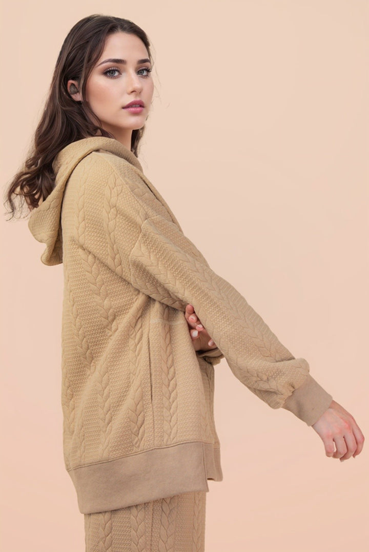 Cable Knit Textured Hoodie