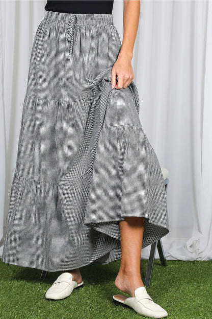 Cotton Gingham Maxi Skirt