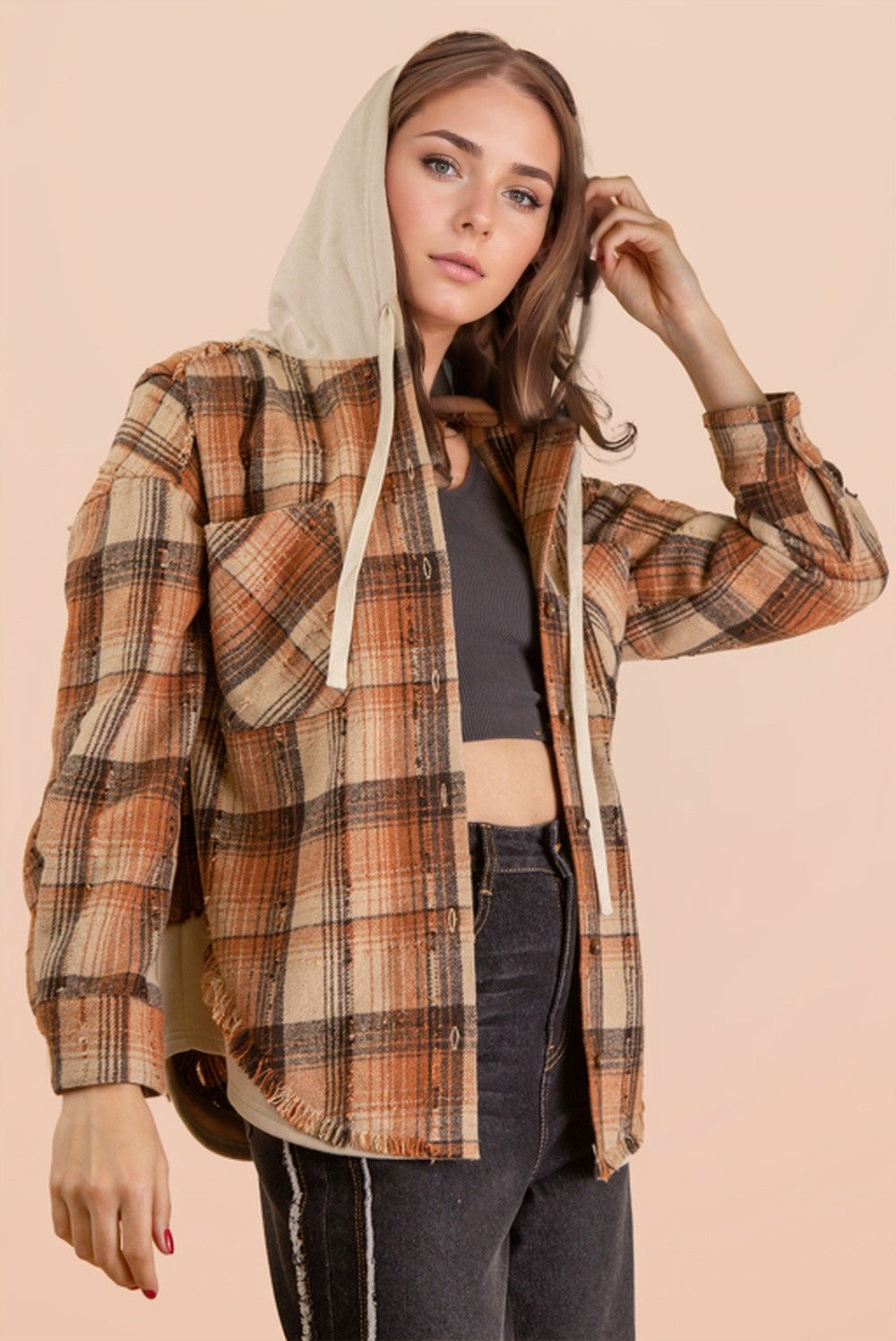 Hooded Button Down Flannel