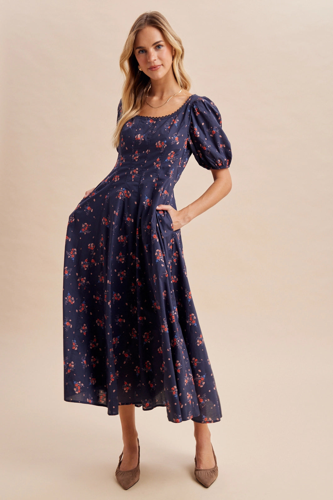 Midnight Floral Midi Dress