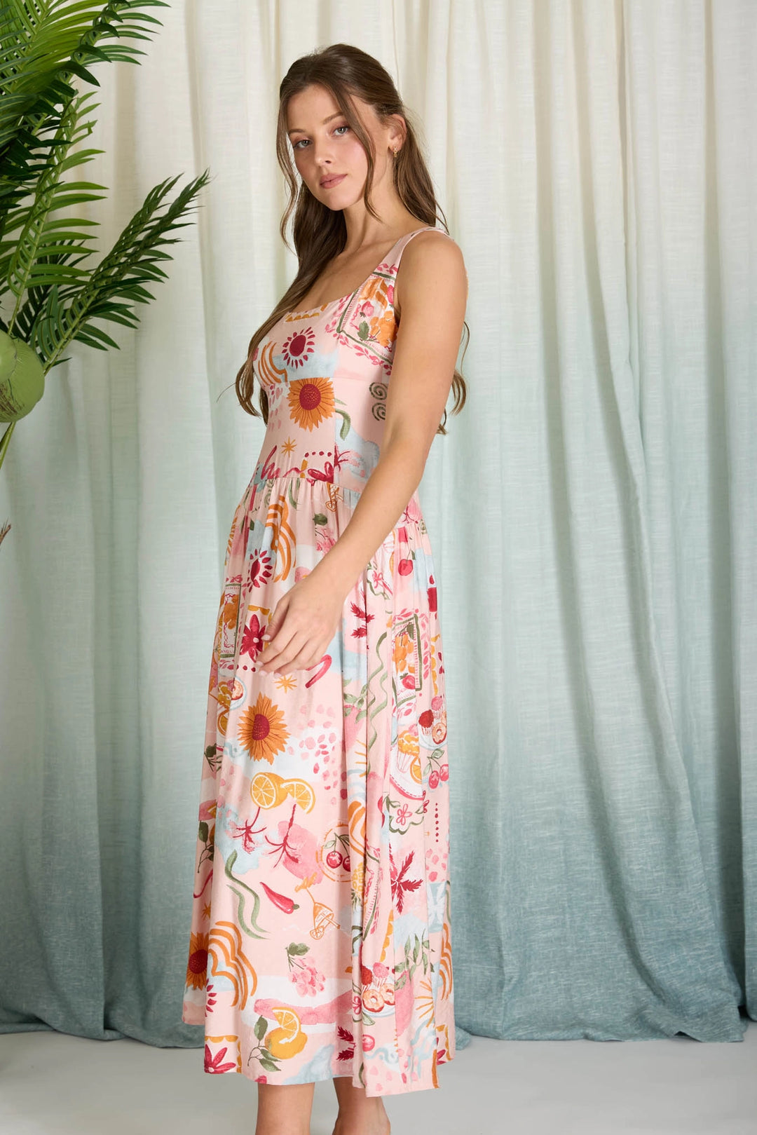 Summer Doodle Print Dress