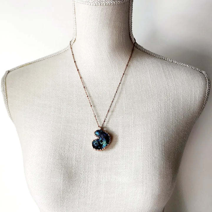 Labradorite Carved Chameleon Necklace