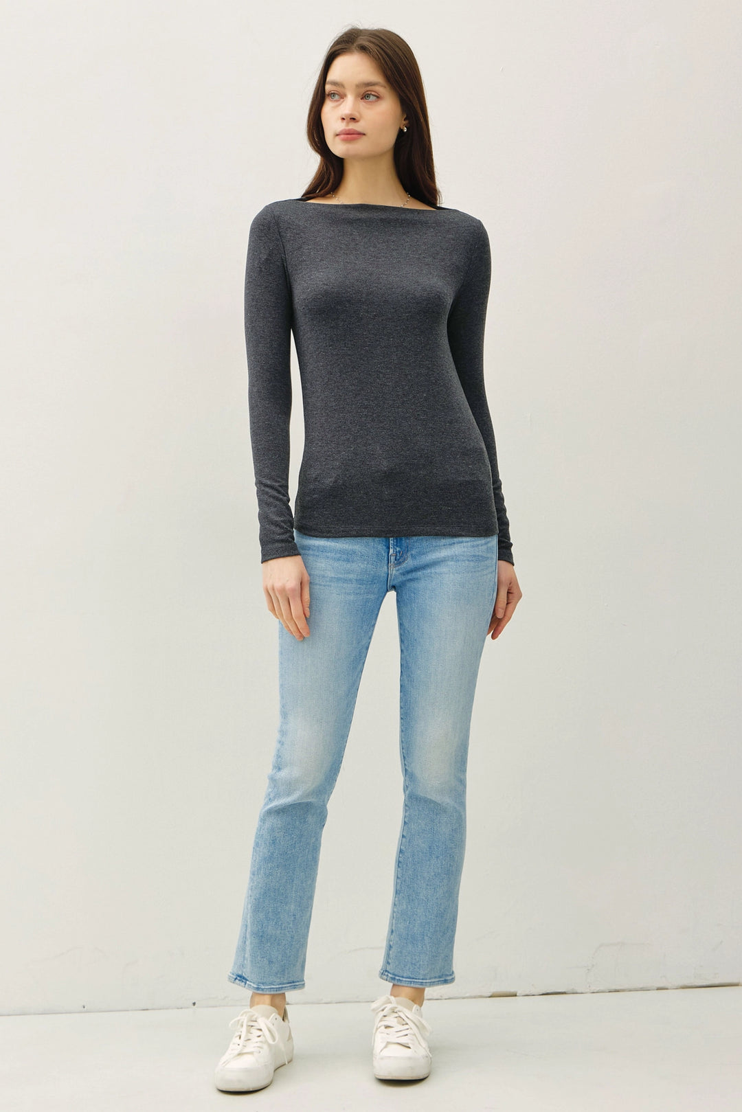 Soft Boat Neck Longsleeve Top
