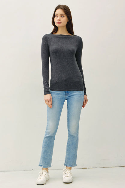 Soft Boat Neck Longsleeve Top