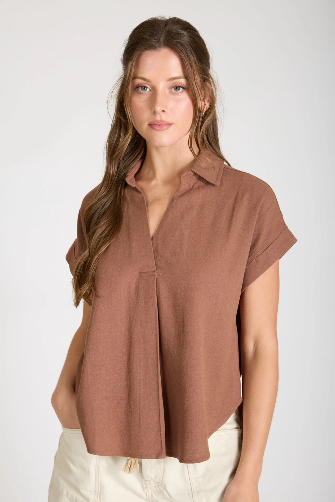Collared Short Sleeve Top