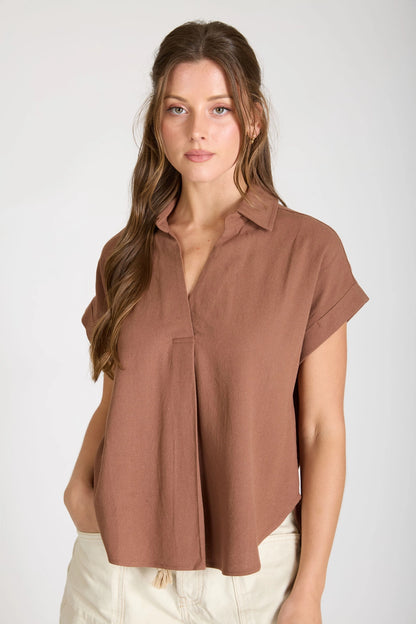 Collared Short Sleeve Top