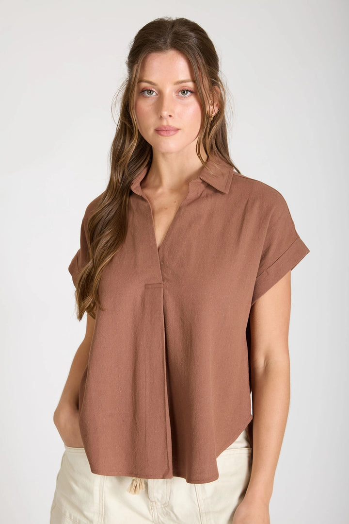 Collared Short Sleeve Top
