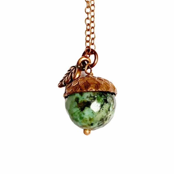 African Turquoise Acorn Necklace
