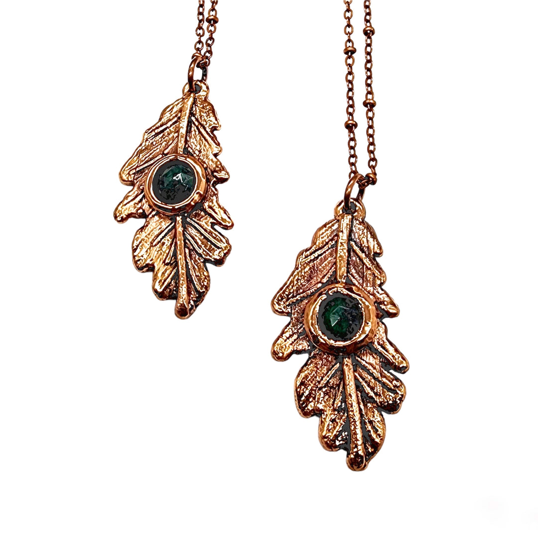 Emerald Oak Tree Leaf Necklace