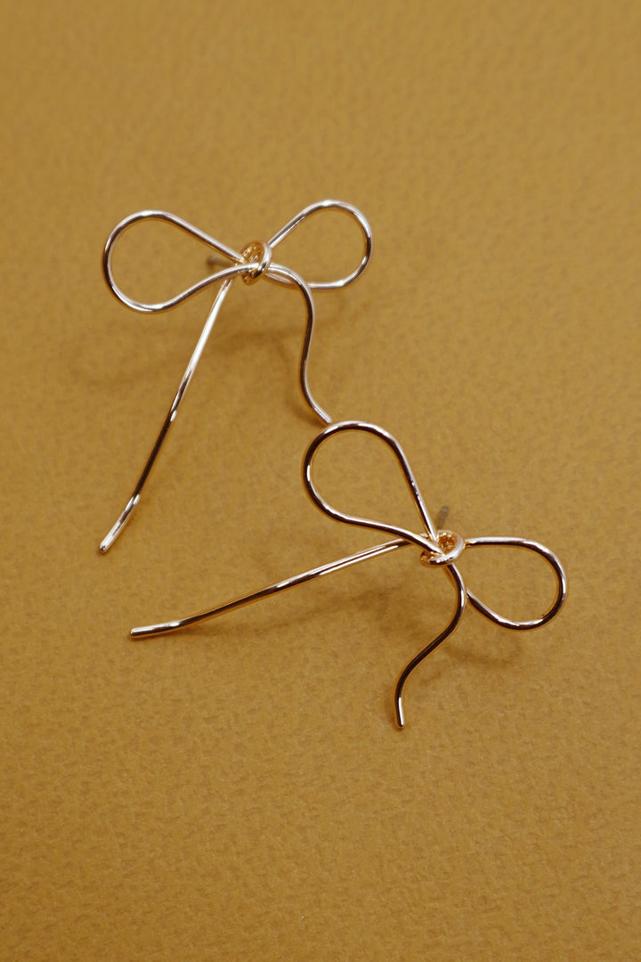 Delicate Wire Bow Stud Earrings