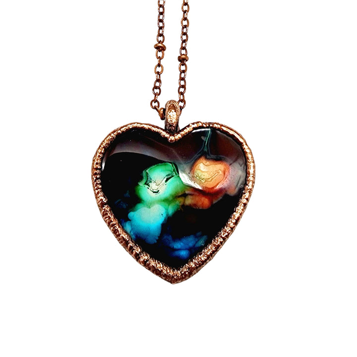 Rainbow Agate Heart Necklace