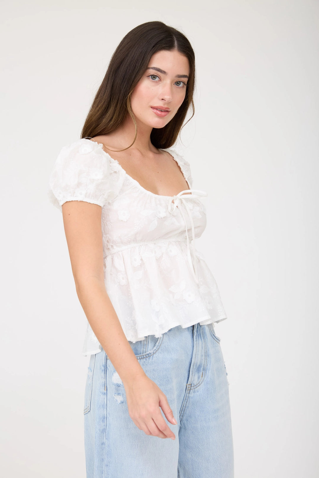 Floral Embroidered Cotton Top