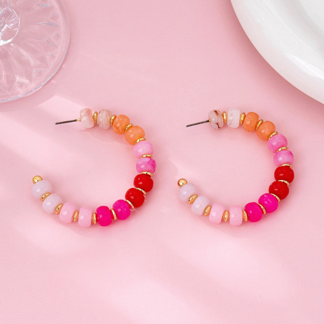 Pink Ombre Bead Half Hoops