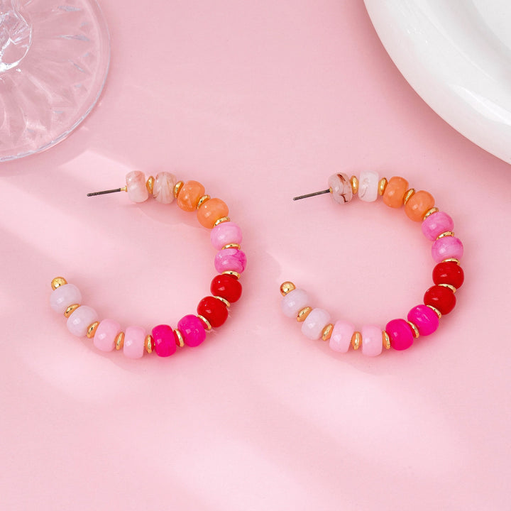 Pink Ombre Bead Half Hoops