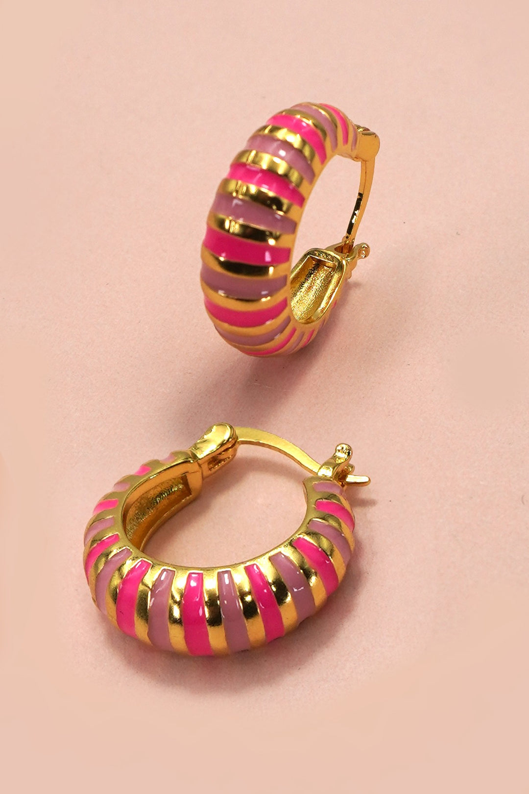 Ceramic Stripe Huggie Hoops