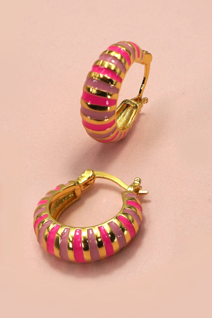 Ceramic Stripe Huggie Hoops