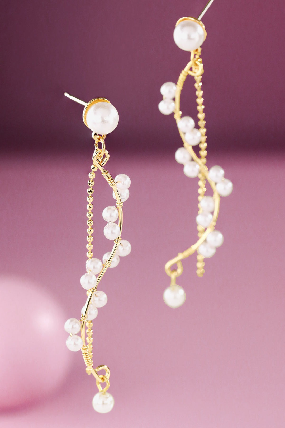 Spiral Pearl Drop Earrings