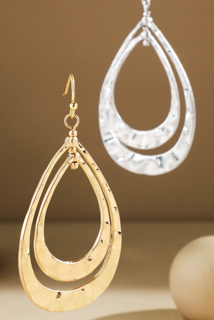 Nested Hammered Teardrop Earrings