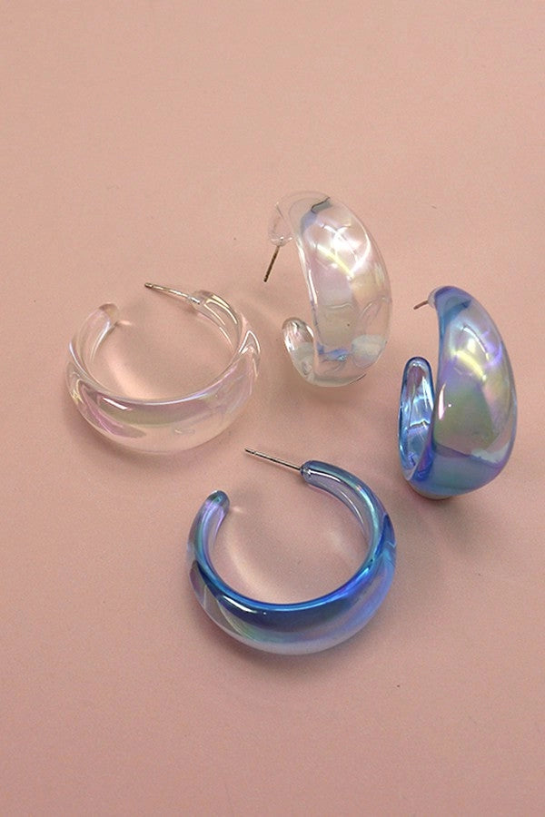 Iridescent Round Hoop Earrings
