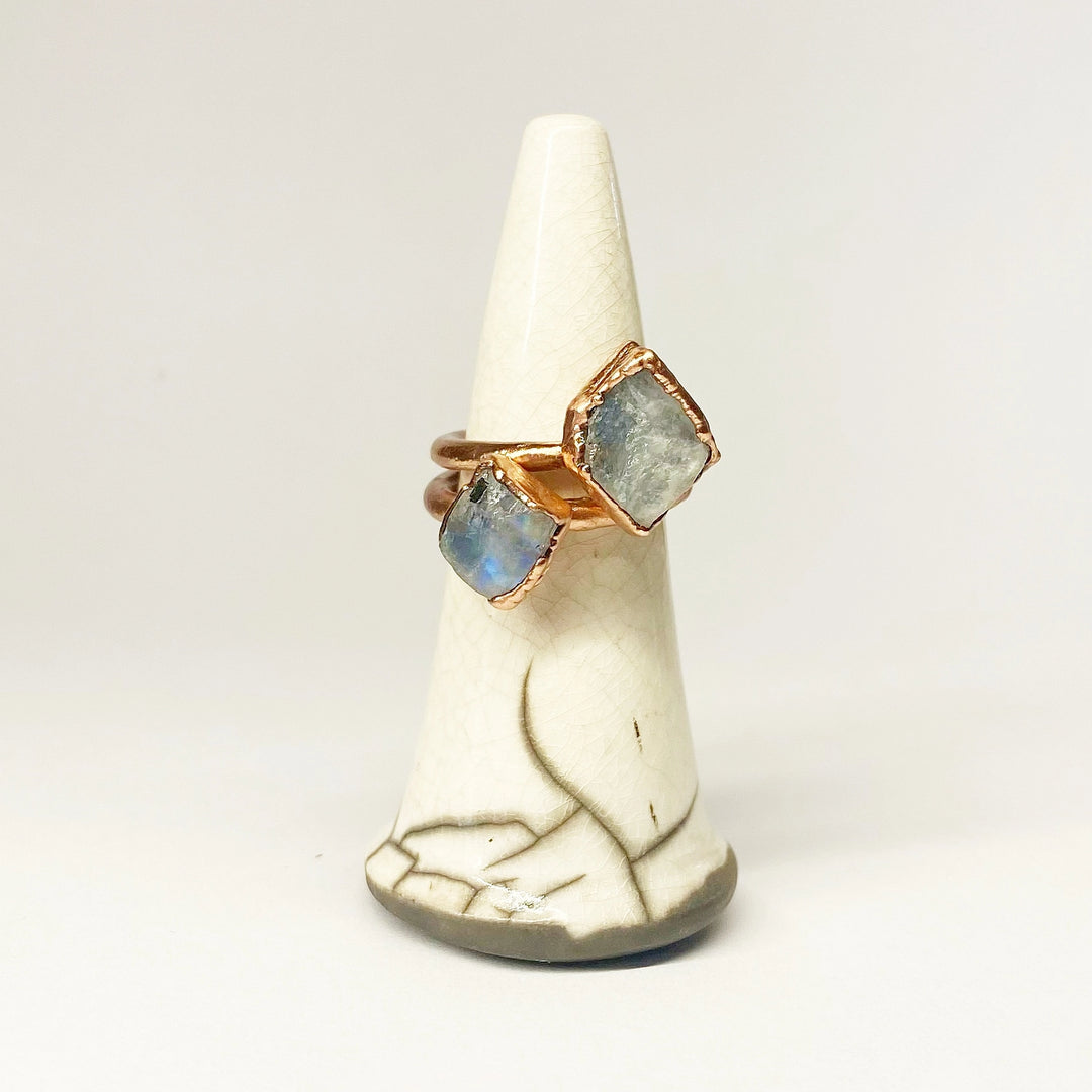 Raw Rainbow Moonstone Ring