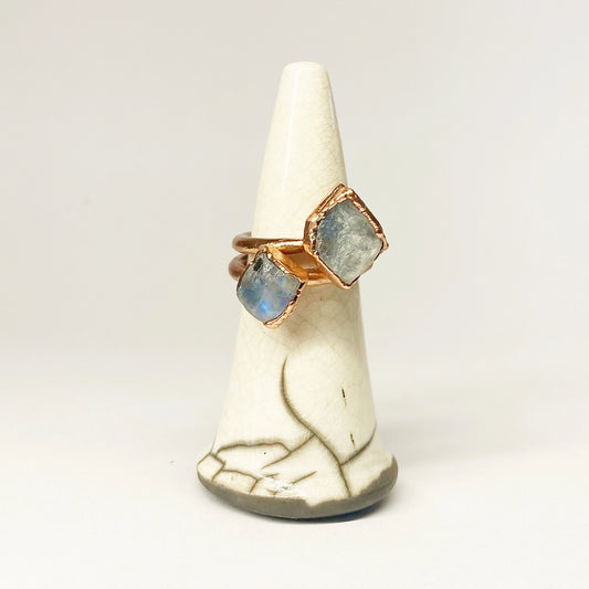 Raw Rainbow Moonstone Ring