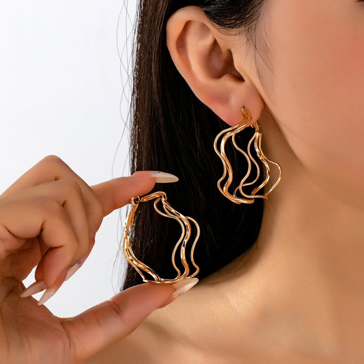 Wavy Gold Hoops