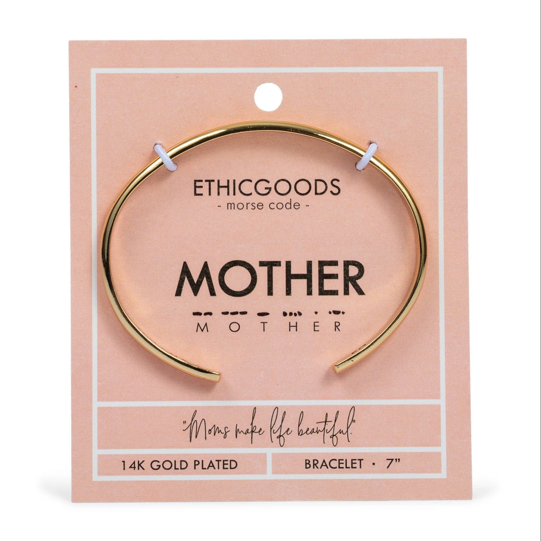 Gold Cuff Bracelet - Morse Code MOTHER