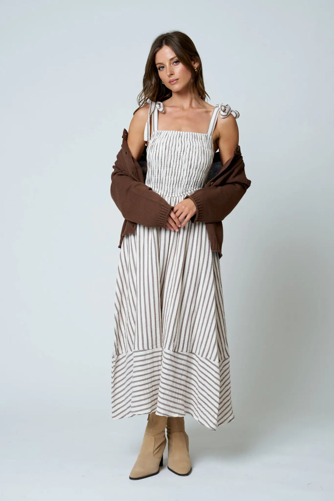 Striped Basque Waist Dress