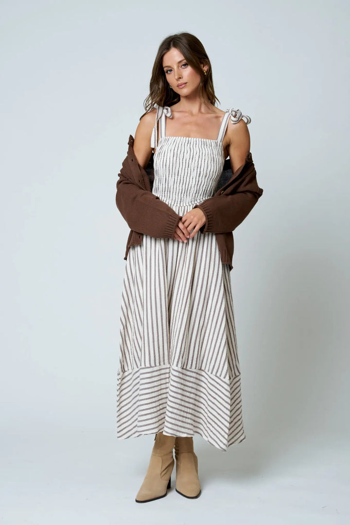 Striped Basque Waist Dress