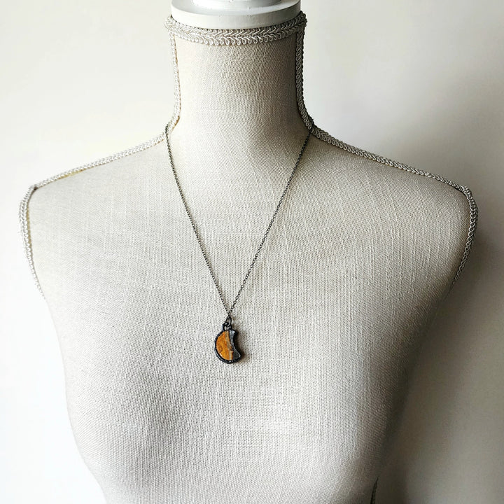 Petite Bumblebee Jasper Moon Necklace