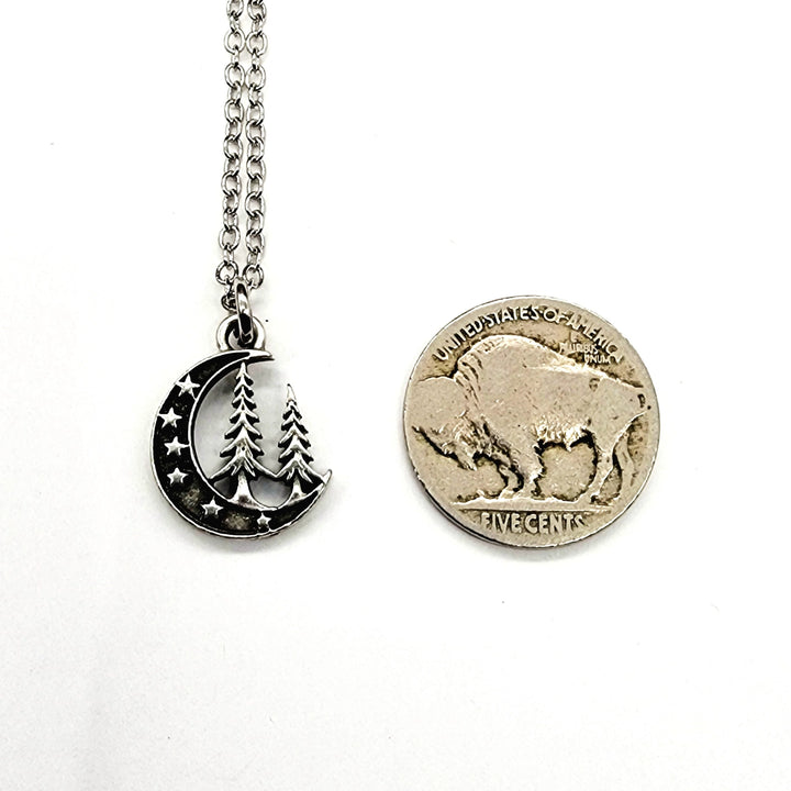 'Midnight Pines' Crescent Moon Pendant
