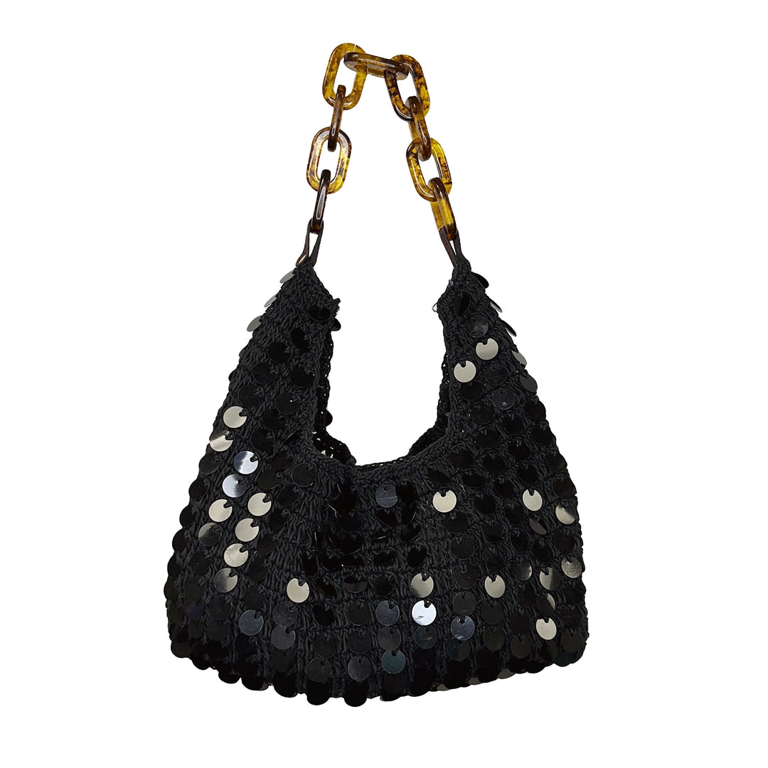 Black sequin purse sales