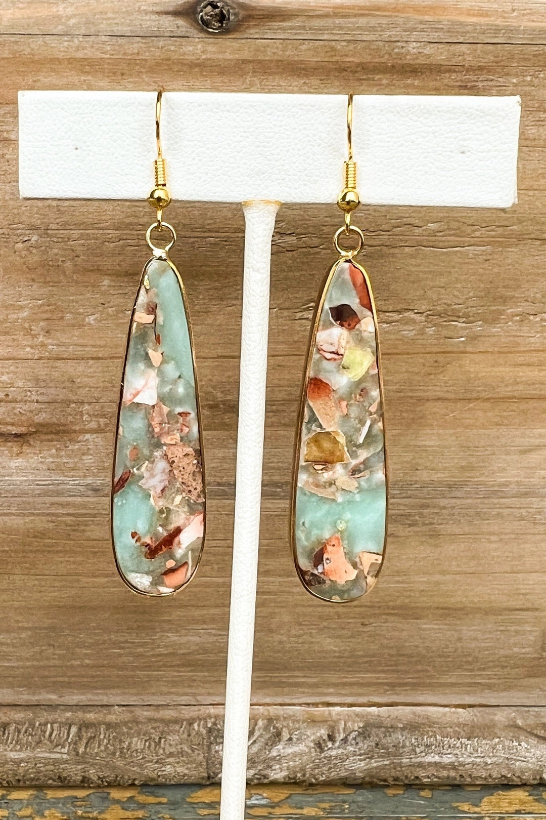 Mixed Stone Skinny Teardrop Dangle