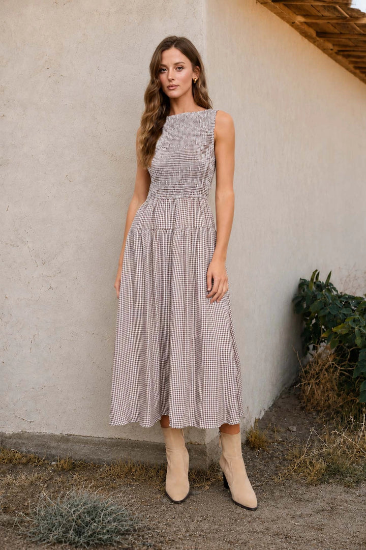 Smocked Top Gingham Dress