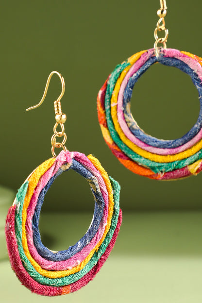 Wrapped Cotton Hoop Earrings