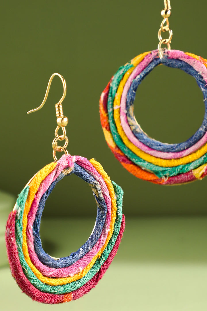 Wrapped Cotton Hoop Earrings
