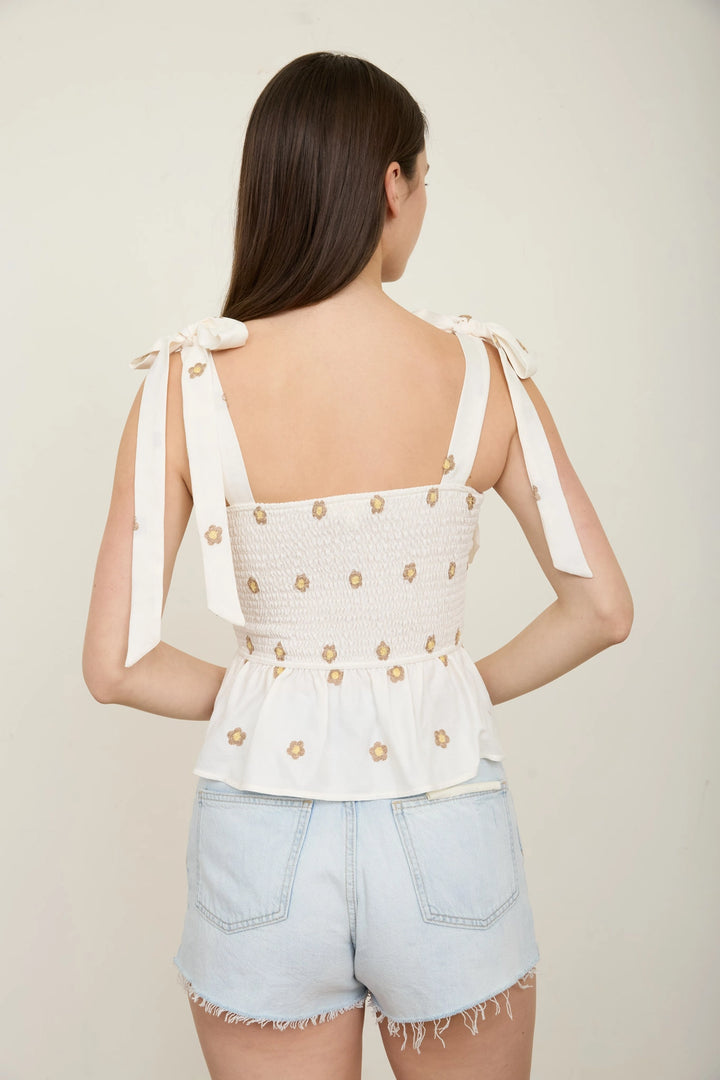 Daisy Embroidered Sleeveless Top