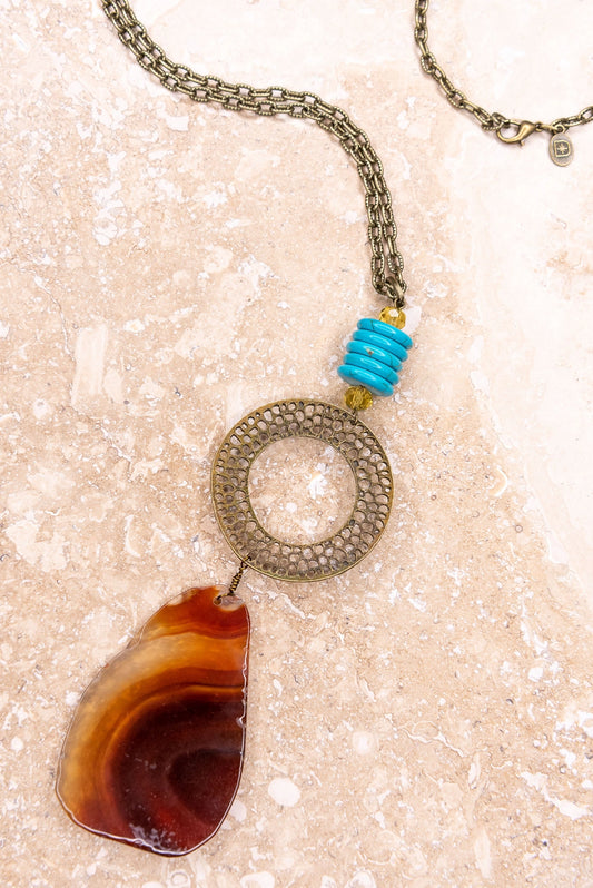Agate Slice Boho Necklace
