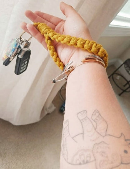 Handcrafted Macramé Wristlet - Silver Clasp
